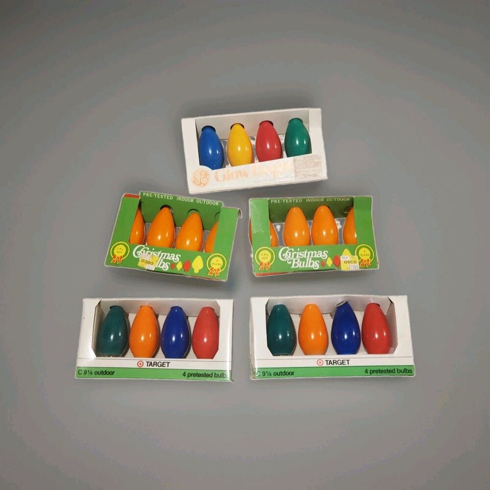 5x Glow Bright Christmas Lights Target Lot Boxes Outdoor Bulbs C9 Set 2" Vintage